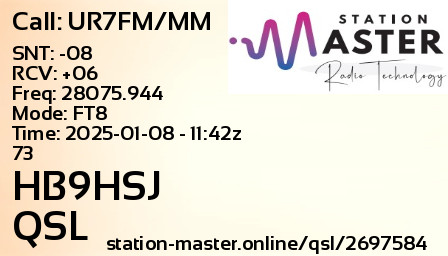 QSL Card for HB9HSJ QSO with UR7FM/MM