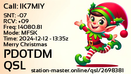 QSL Card for PD0TDM QSO with IK7MIY
