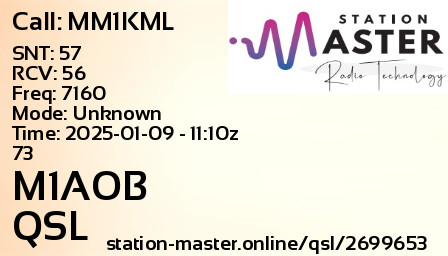 QSL Card for M1AOB QSO with MM1KML