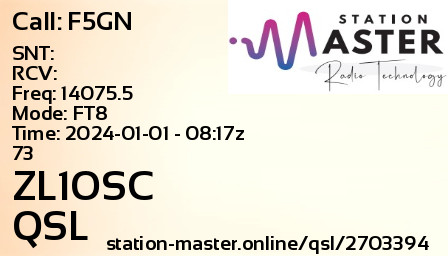 QSL Card for ZL1OSC QSO with F5GN