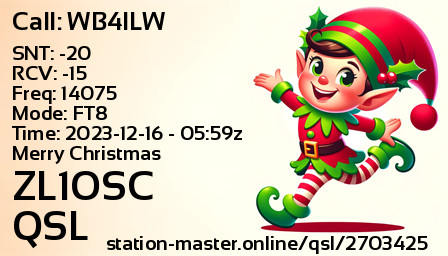 QSL Card for ZL1OSC QSO with WB4ILW