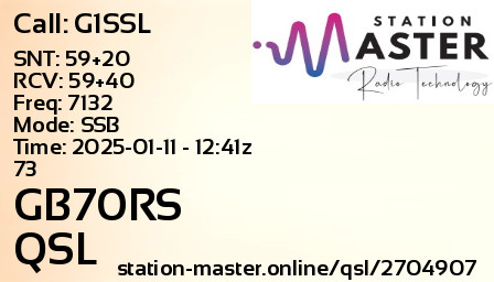 QSL Card for GB70RS QSO with G1SSL