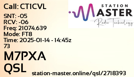QSL Card for M7PXA QSO with CT1CVL