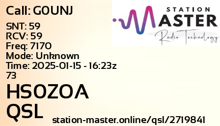 QSL Card for HS0ZOA QSO with G0UNJ