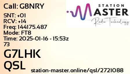 QSL Card for G7LHK QSO with G8NRY