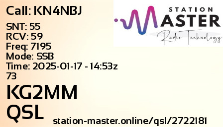 QSL Card for KG2MM QSO with KN4NBJ