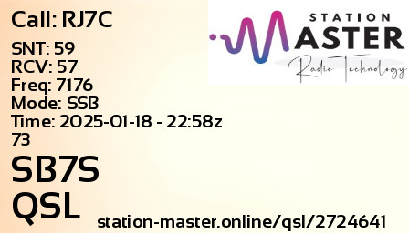 QSL Card for SB7S QSO with RJ7C