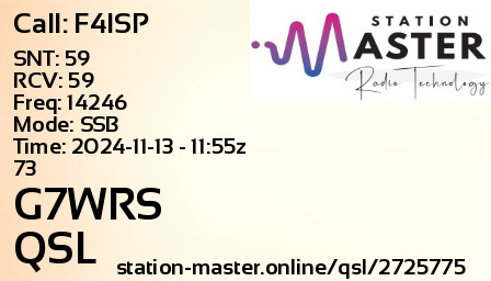 QSL Card for G7WRS QSO with F4ISP