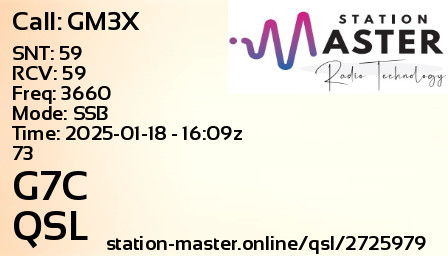 QSL Card for G7C QSO with GM3X