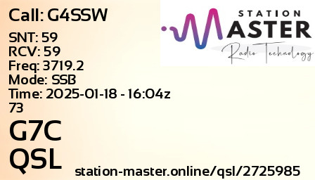 QSL Card for G7C QSO with G4SSW