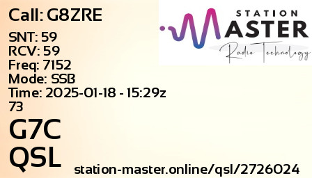 QSL Card for G7C QSO with G8ZRE