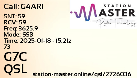 QSL Card for G7C QSO with G4ARI