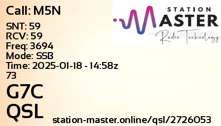 QSL Card for G7C QSO with M5N