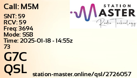 QSL Card for G7C QSO with M5M