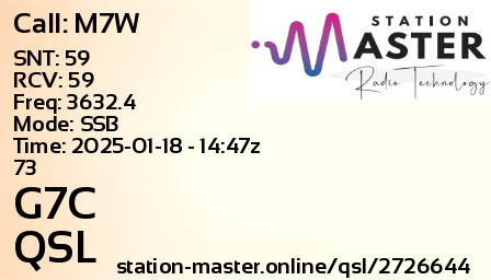 QSL Card for G7C QSO with M7W