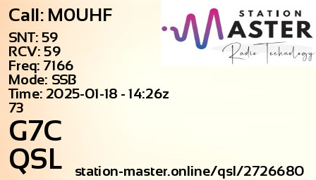 QSL Card for G7C QSO with M0UHF