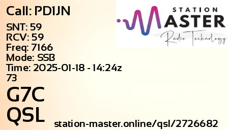 QSL Card for G7C QSO with PD1JN