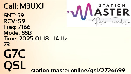 QSL Card for G7C QSO with M3UXJ
