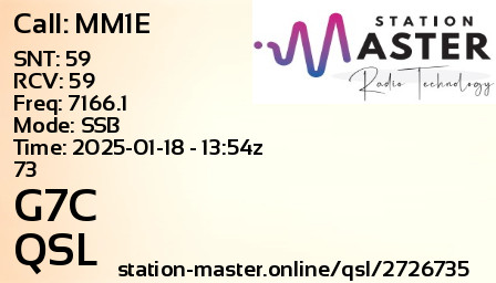 QSL Card for G7C QSO with MM1E