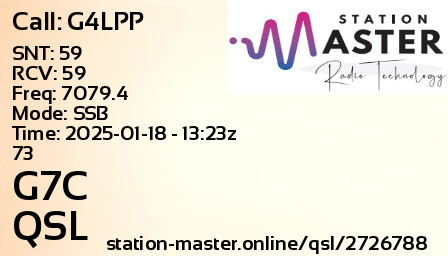 QSL Card for G7C QSO with G4LPP