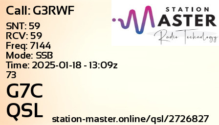 QSL Card for G7C QSO with G3RWF