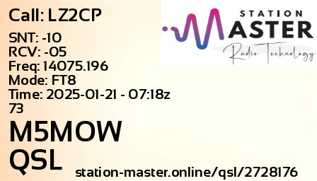 QSL Card for M5MOW QSO with LZ2CP