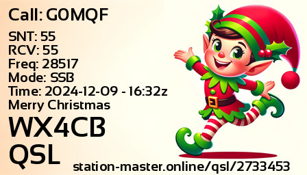 QSL Card for WX4CB QSO with G0MQF