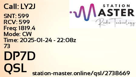QSL Card for DP7D QSO with LY2J