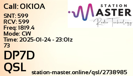 QSL Card for DP7D QSO with OK1OA