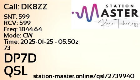 QSL Card for DP7D QSO with DK8ZZ
