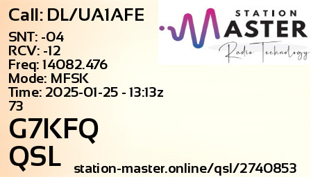 QSL Card for G7KFQ QSO with DL/UA1AFE