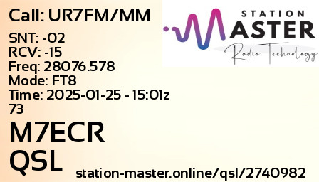 QSL Card for M7ECR QSO with UR7FM/MM