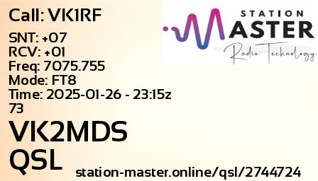 QSL Card for VK2MDS QSO with VK1RF