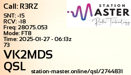 QSL Card for VK2MDS QSO with R3RZ
