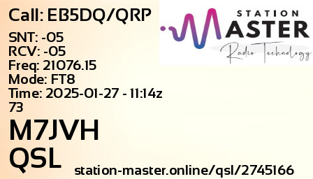 QSL Card for M7JVH QSO with EB5DQ/QRP