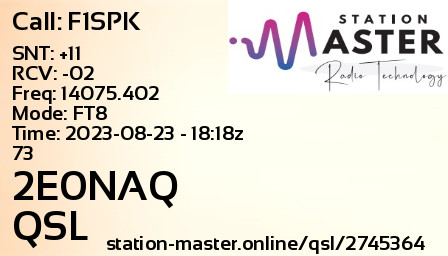 QSL Card for 2E0NAQ QSO with F1SPK