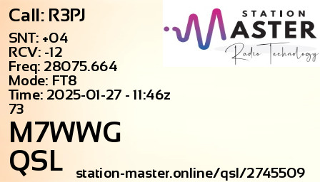 QSL Card for M7WWG QSO with R3PJ