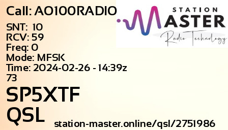 QSL Card for SP5XTF QSO with AO100RADIO