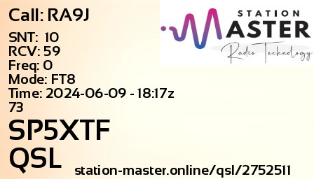 QSL Card for SP5XTF QSO with RA9J