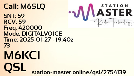 QSL Card for M6KCI QSO with M6SLQ