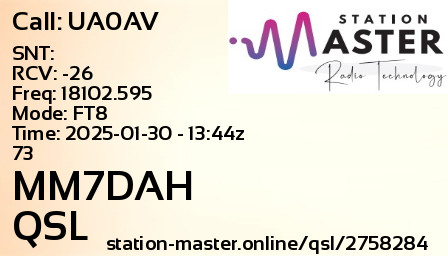 QSL Card for MM7DAH QSO with UA0AV
