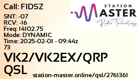 QSL Card for VK2/VK2EX/QRP QSO with F1DSZ