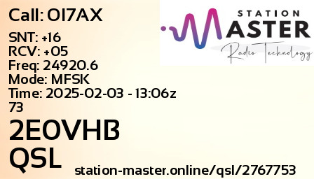 QSL Card for 2E0VHB QSO with OI7AX