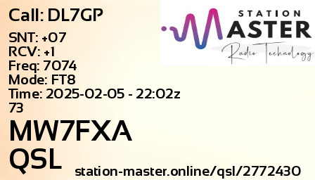 QSL Card for MW7FXA QSO with DL7GP