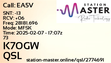 QSL Card for K7OGW QSO with EA5V