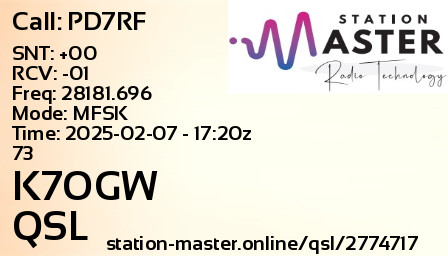 QSL Card for K7OGW QSO with PD7RF