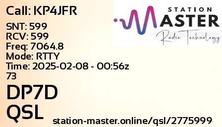 QSL Card for DP7D QSO with KP4JFR
