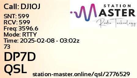 QSL Card for DP7D QSO with DJ1OJ