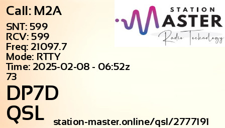 QSL Card for DP7D QSO with M2A
