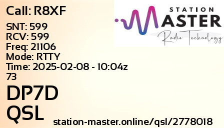 QSL Card for DP7D QSO with R8XF